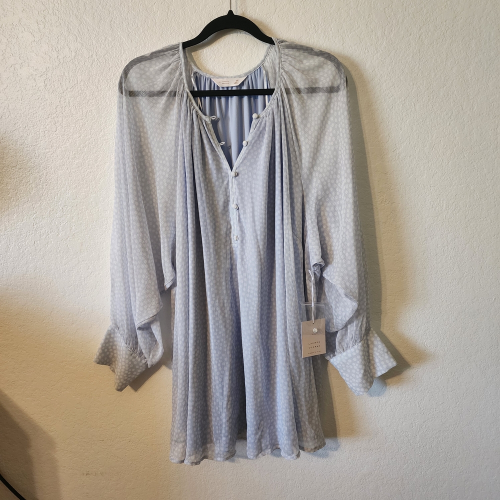 LC Lauren Conrad Sheer Tunic in Soft Blue